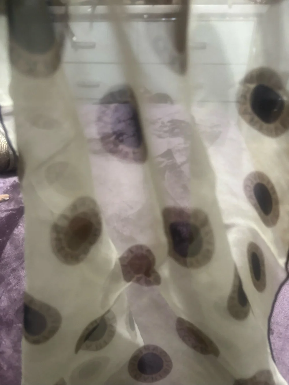 Bvlgari Cream Scarf with Beige Rings and  Navy Centers.  Cream Navy & Taupe